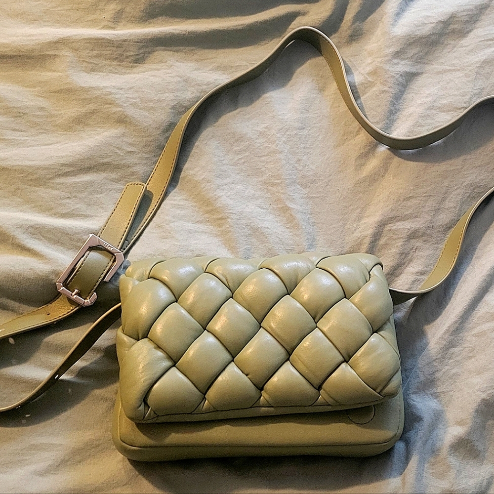 JW Pei Green Basket Weave Crossbody